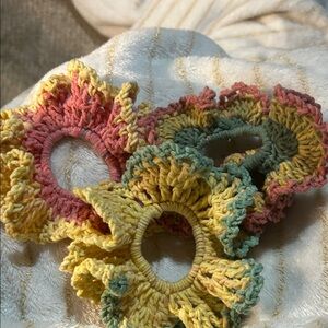 Hand Crafted Multicolor Crochet Hair Scrunchies